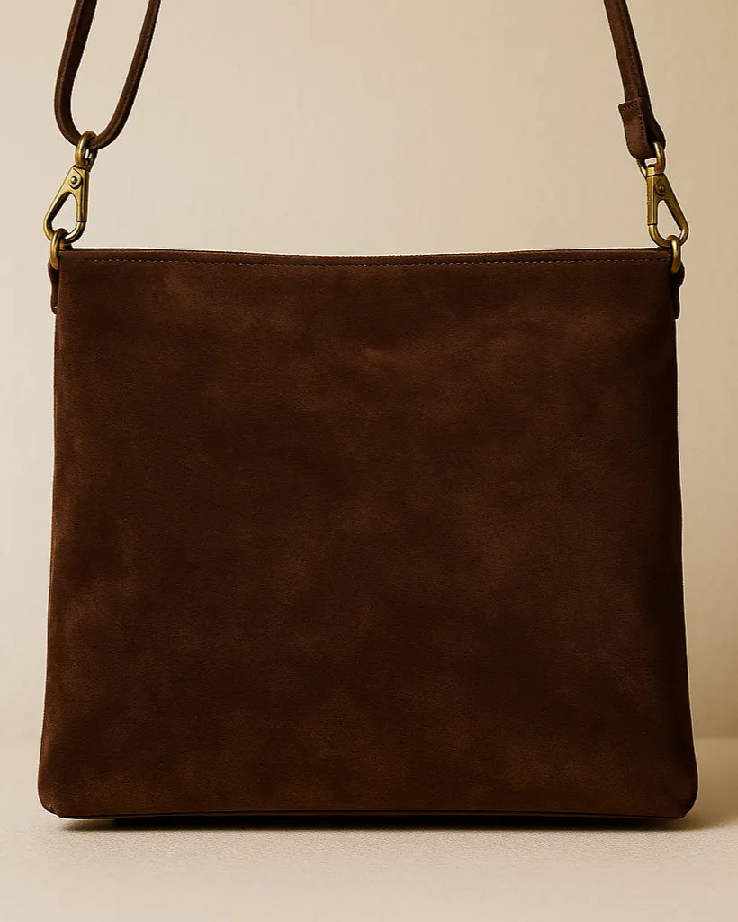 Sac cuir chocolat à franges tendance automne hiver, bandoulière réglable – Italie vue dos
