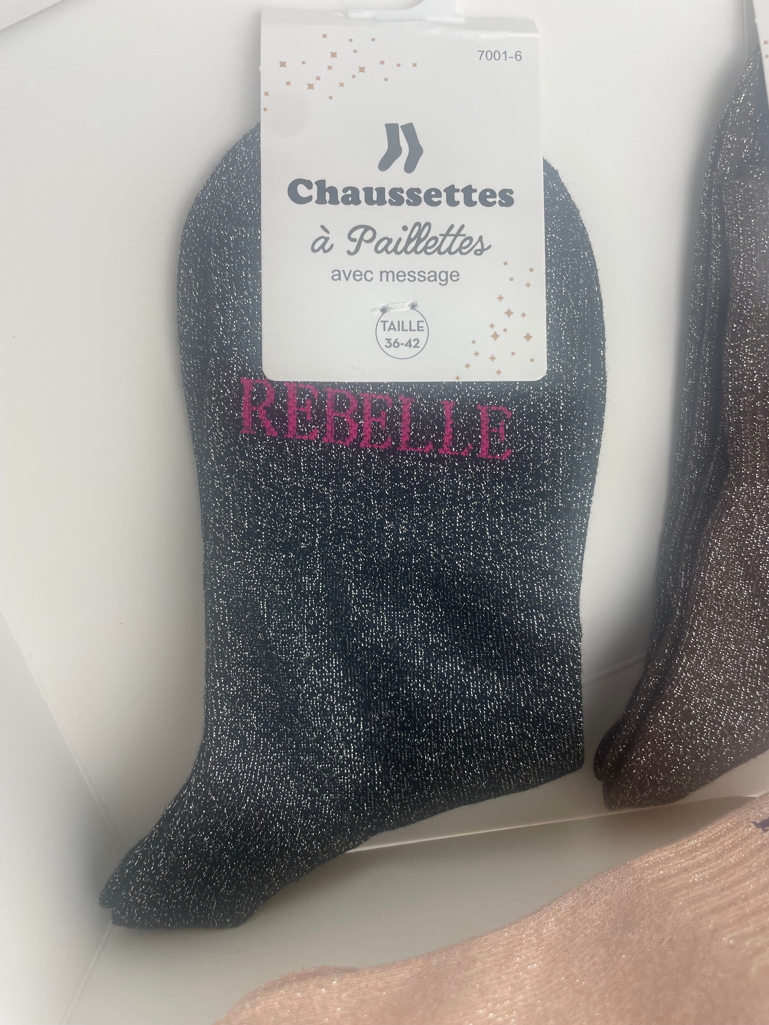 Chaussettes paillettes 76% coton 9% fibre métallisée coloris variés