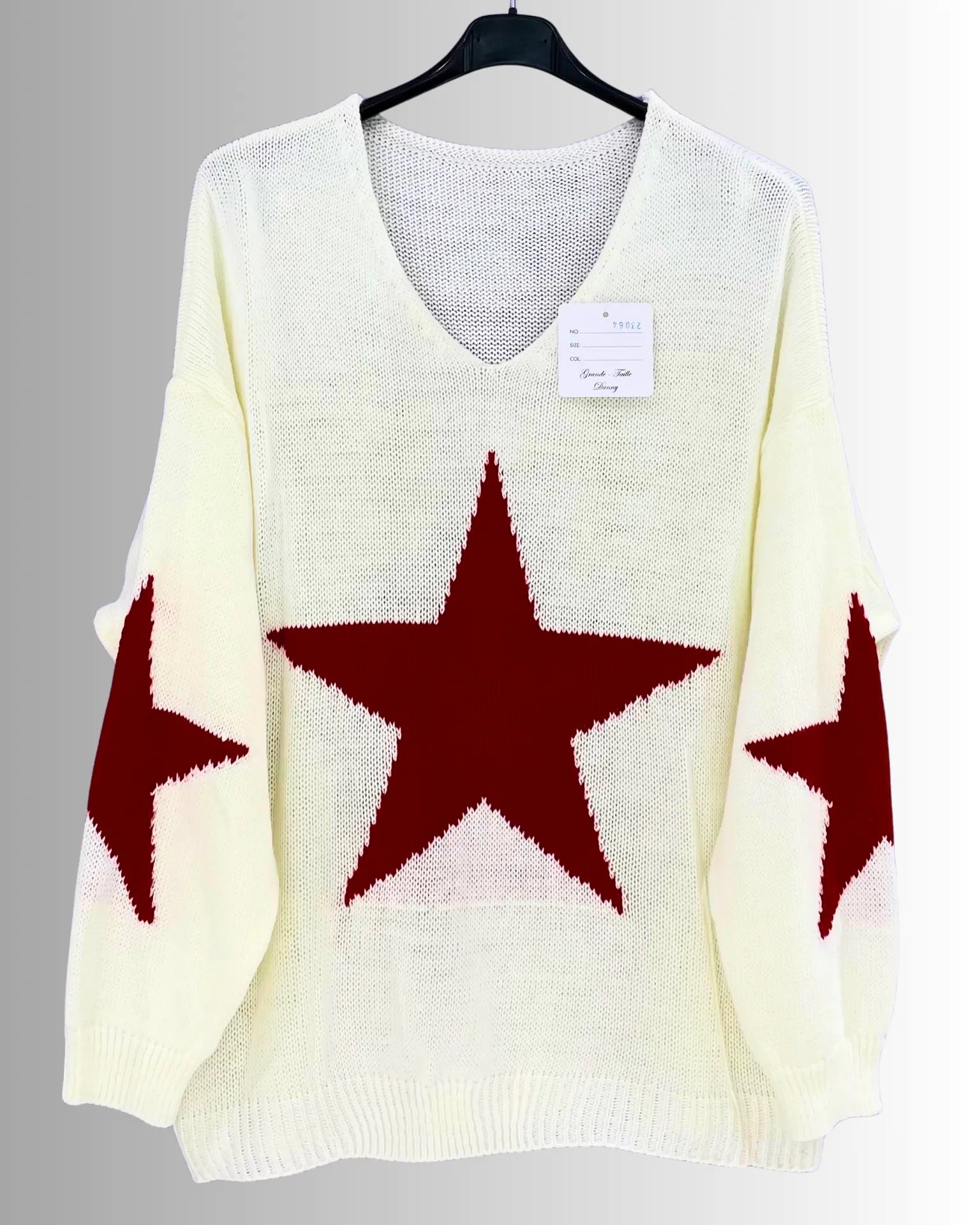 Pull femme motif étoile sur le devant et sur les coudes – maille chaude made in Italy