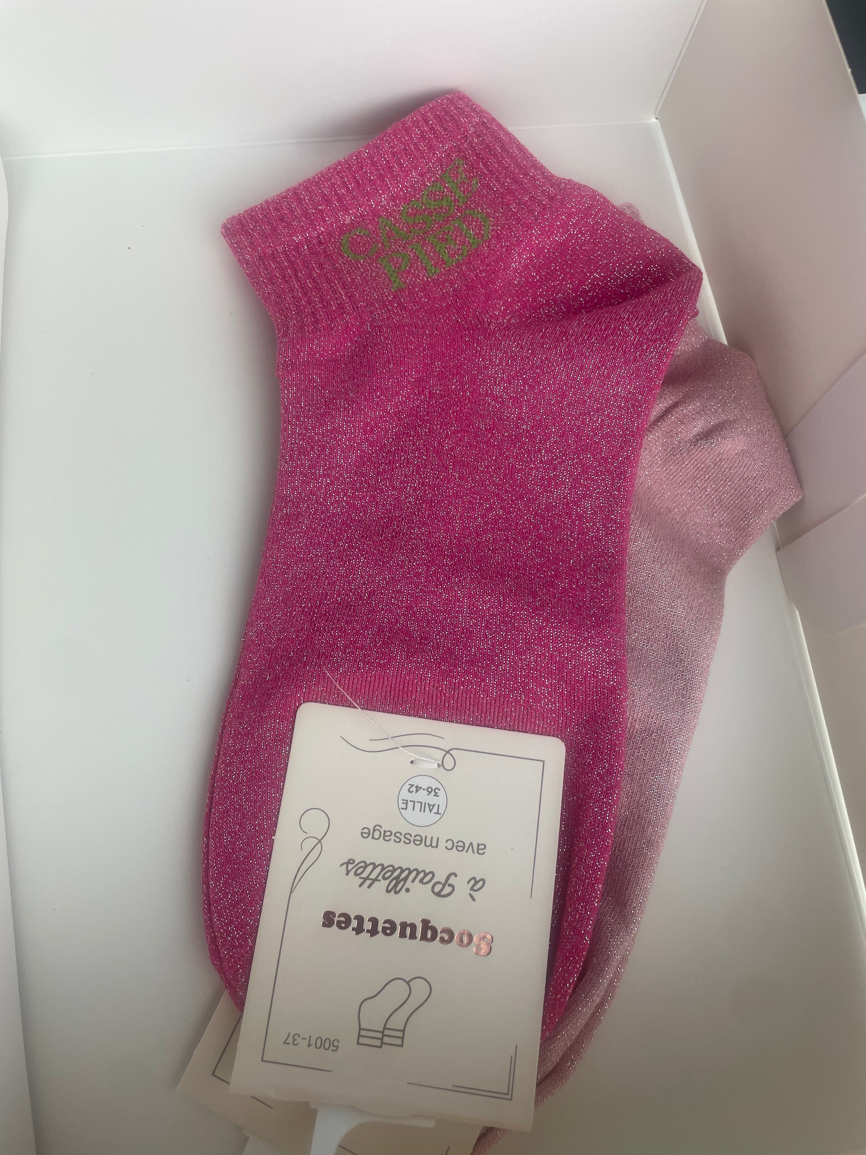 Coloris fushia lavande socquettes Casse-Pieds – paillettes brillantes
