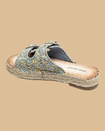 Sandales Divine – Mules Bohème en Dentelle –  Bleu