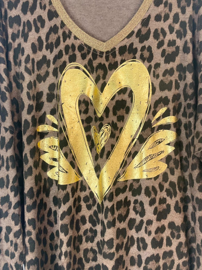 Pull Coeur Leopard