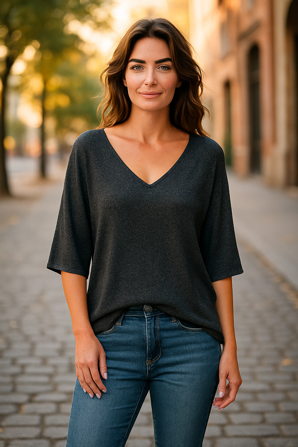 Pull Lily -  Col V Pailleté en Noir ou Marine