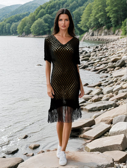 🌊 Robe Filet à Franges – Esprit Bohème Chic ✨