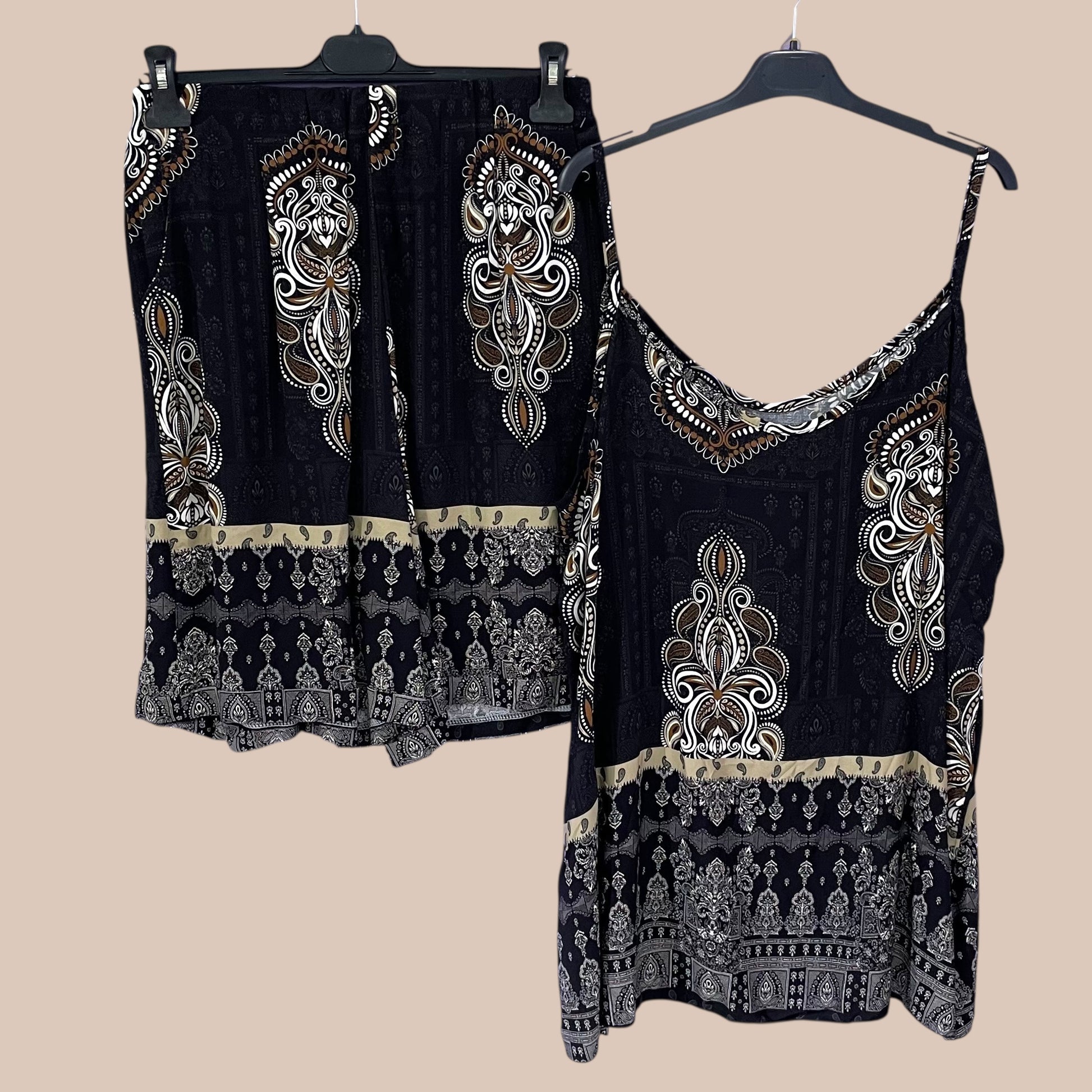 ensemble bohème femme fluide viscose top bretelles et short made in italy