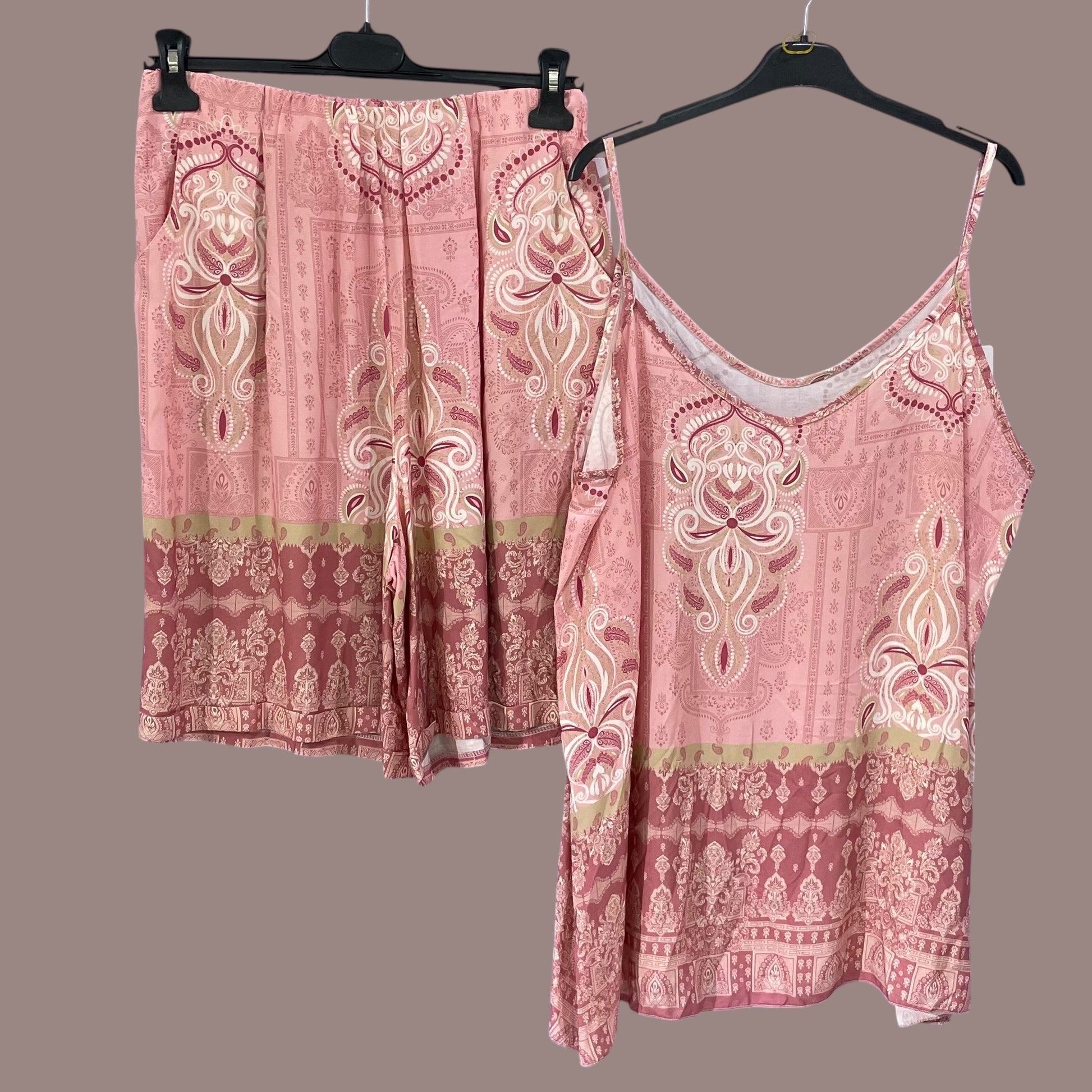 ensemble bohème femme fluide viscose top bretelles et short made in italy