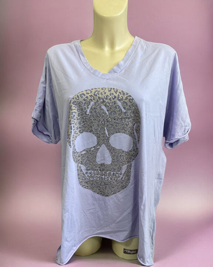 Tee-shirt tête de mort leopard strass