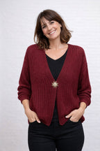 Gilet lie de vin oversize maille épaisse laine made in Italy