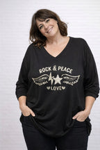 Pull Rock Peace Love 30% angora made in Italy plusieurs coloris