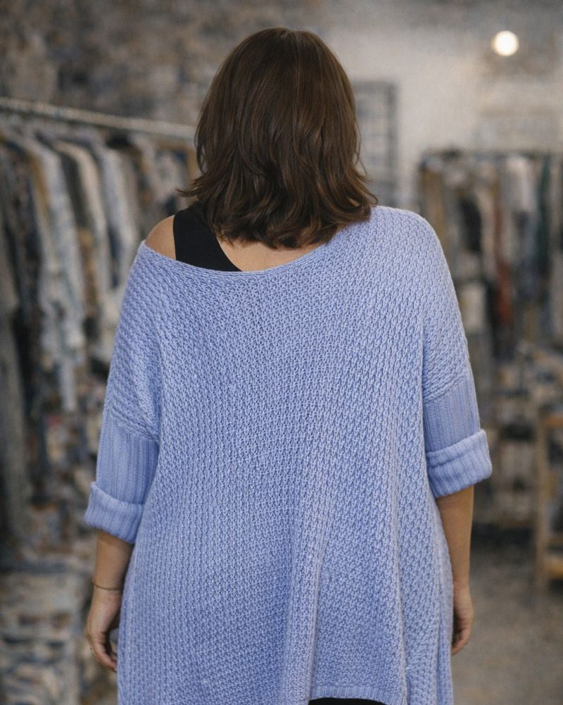 Tunique Nuage oversize dos long manches côtelées acrylique made in Italy vue de dos