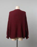 Gilet lie de vin broche dorée cocooning oversize grande taille vue de dos