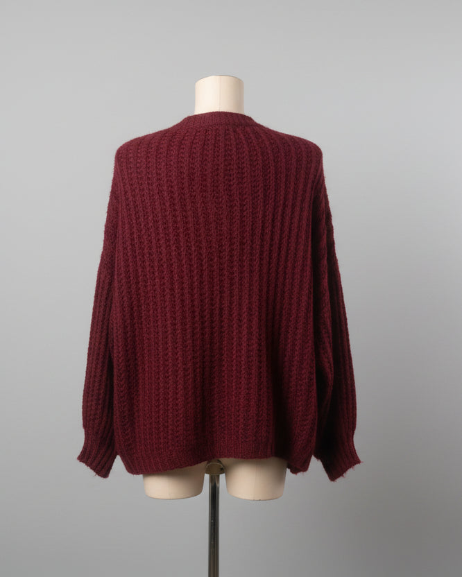 Gilet lie de vin broche dorée cocooning oversize grande taille vue de dos