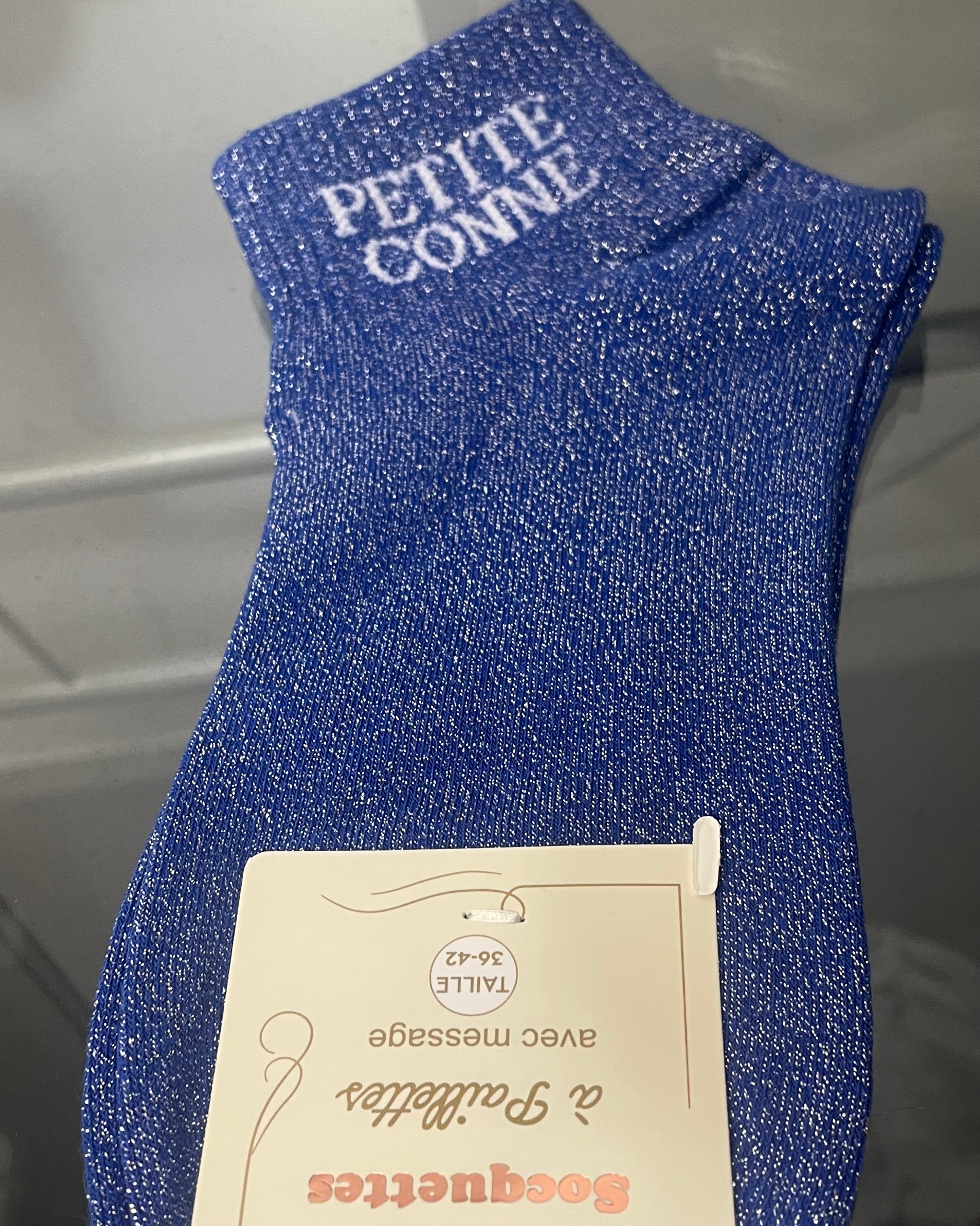 Socquettes Petite conne paillettes métallisées coton couleur marine