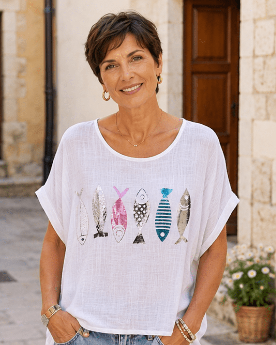 tee shirt voile de coton blanc, made in italy