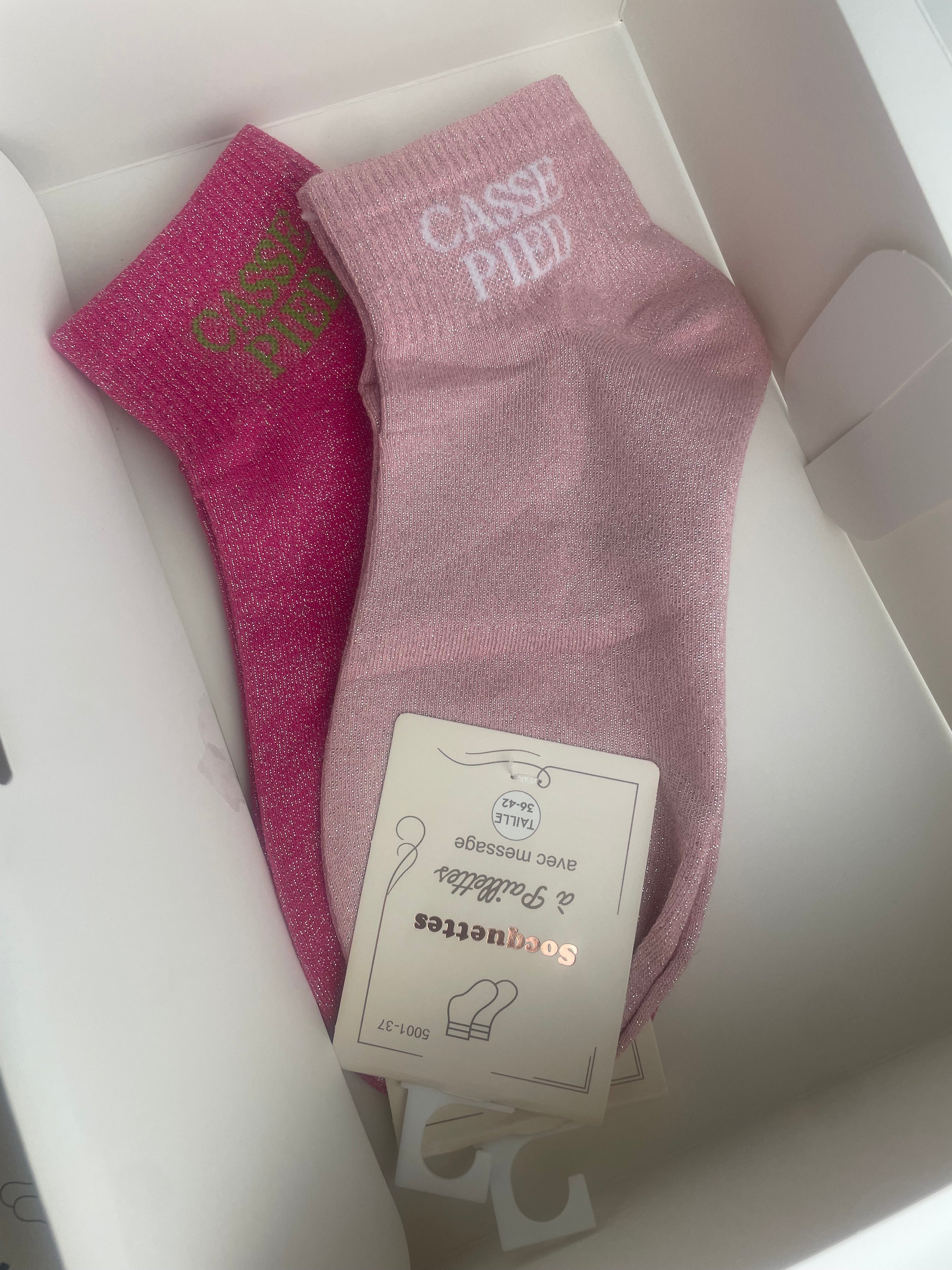 Coloris rose chocolat socquettes Casse-Pieds – féminité fun
