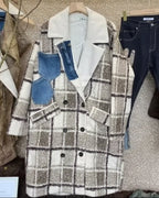 Manteau S.Woman carreaux beige marron coupe oversize 68x104 cm