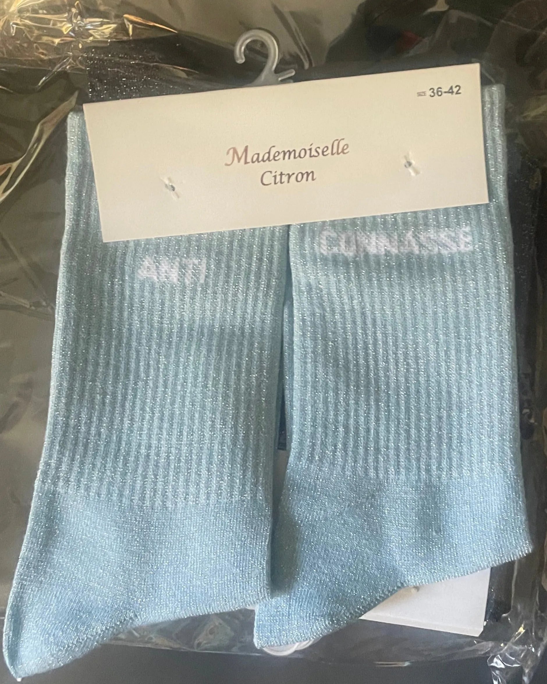 chaussettes pailletées “ANTI CONNASSE” coloris variés – taille 36-42