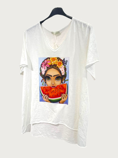 ✨ Tee-shirt blanc Frida Kahlo – Style Artistique & Tendance ✨