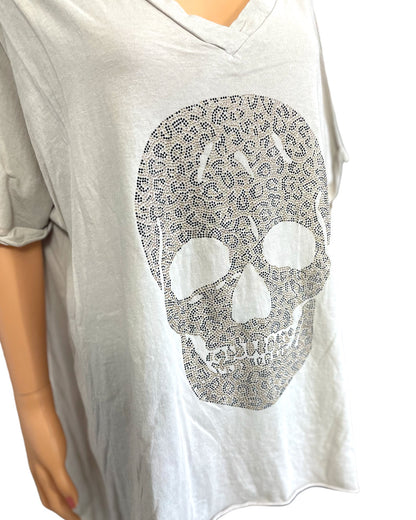 Tee-shirt tête de mort leopard strass