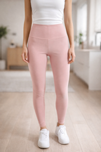 Legging sport gainant rose effet ventre plat nylon 97 cm