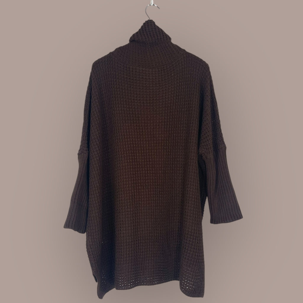 Pull col roulé oversize motif Love sequins, grande taille, vue dos