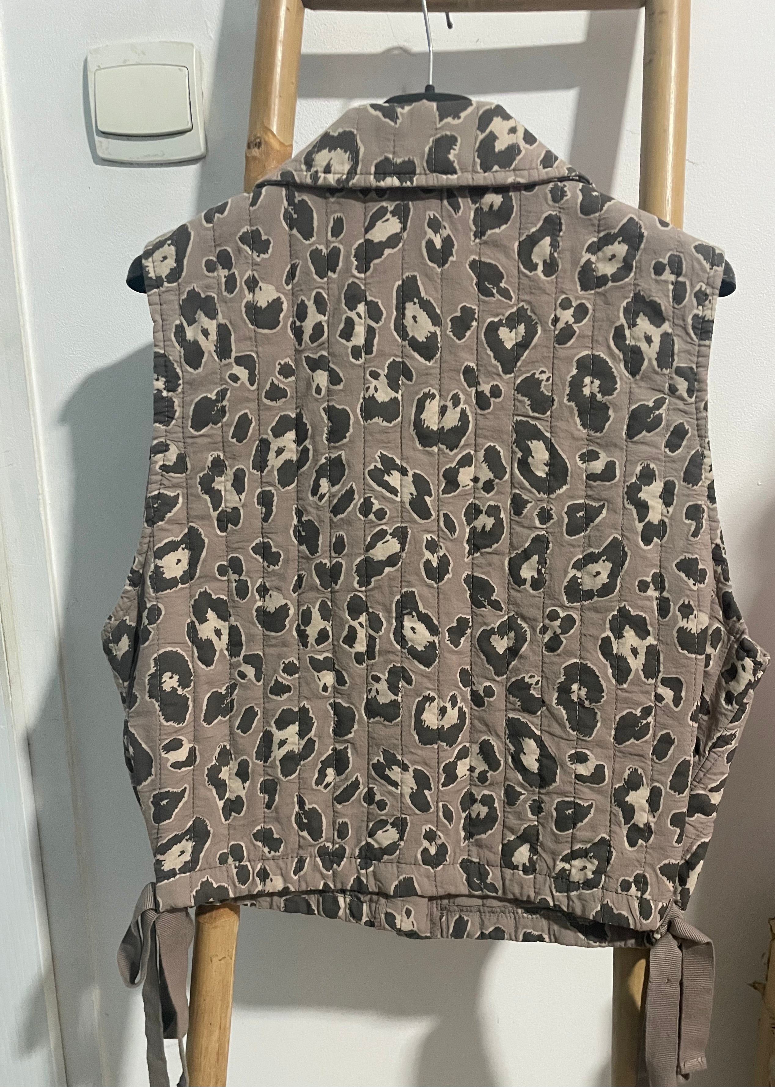 Veste Sans Manches Léopard Taupe