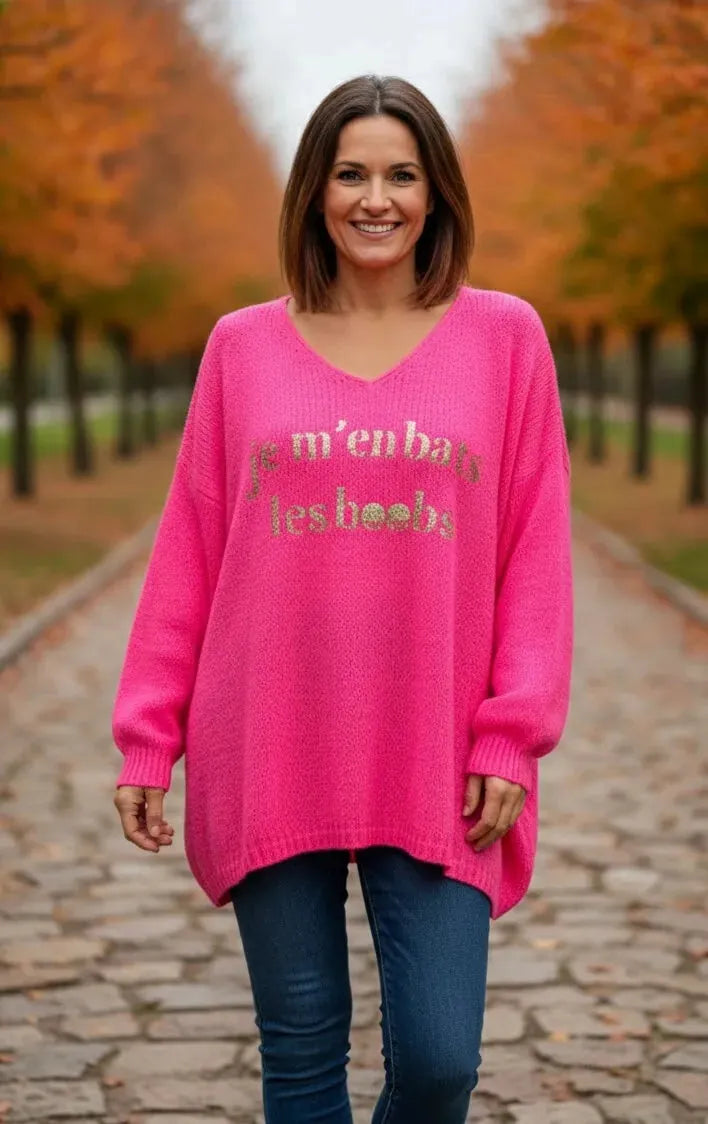 Pull femme oversize fun et rock