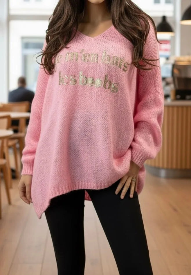 Pull “Je m’en bats les boobs” — L’humour version cocoon