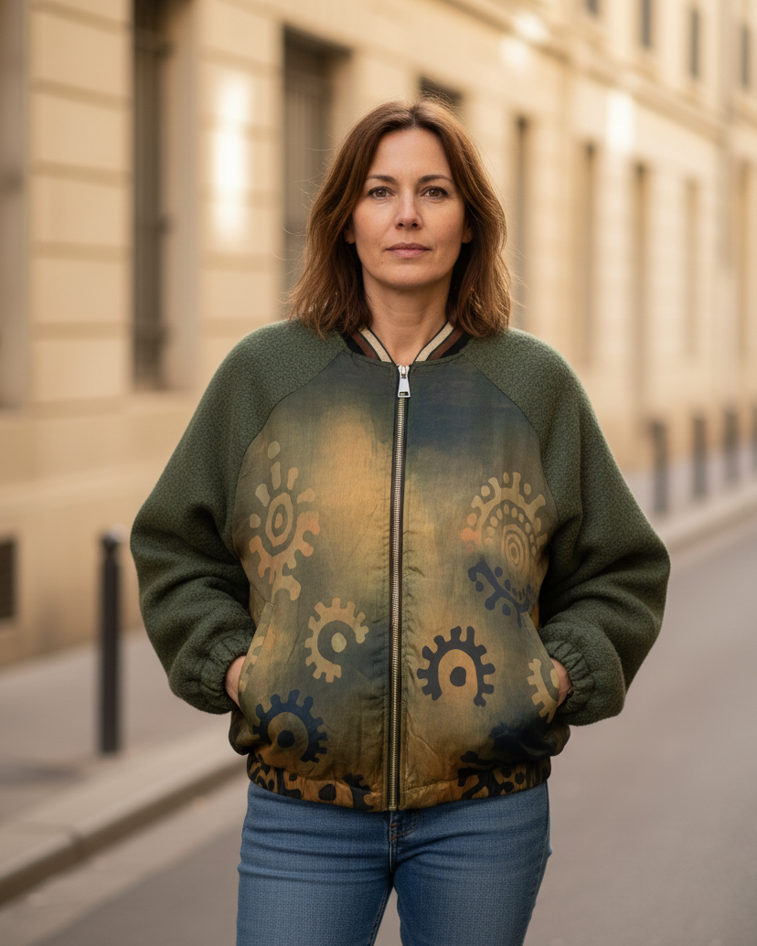 Veste bomber kaki Made in Italy – fermeture zippée – Mam’sailes