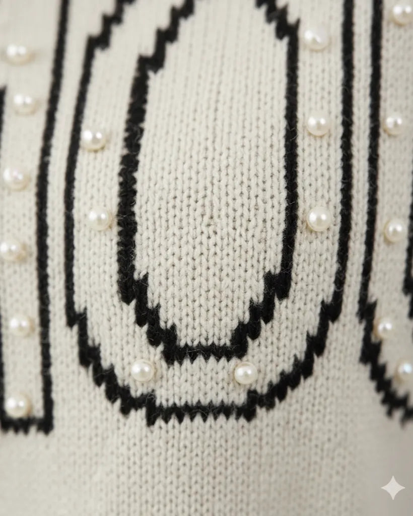 details des perles, du pull amour