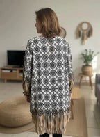 Tunique Giulia femme imprimé baroque noir et doré, manches dorées, vue de dos