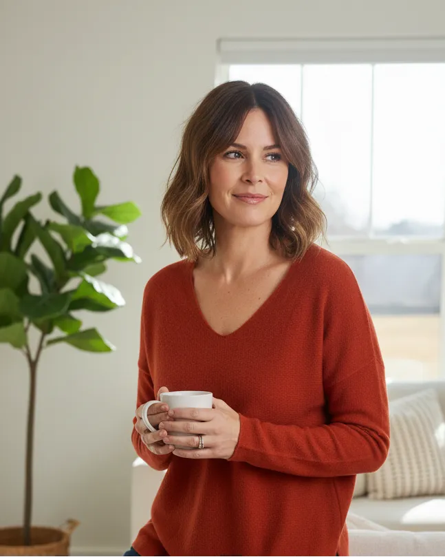 Pull Toscana femme terracotta, maille fine en viscose, coupe droite made in Italy