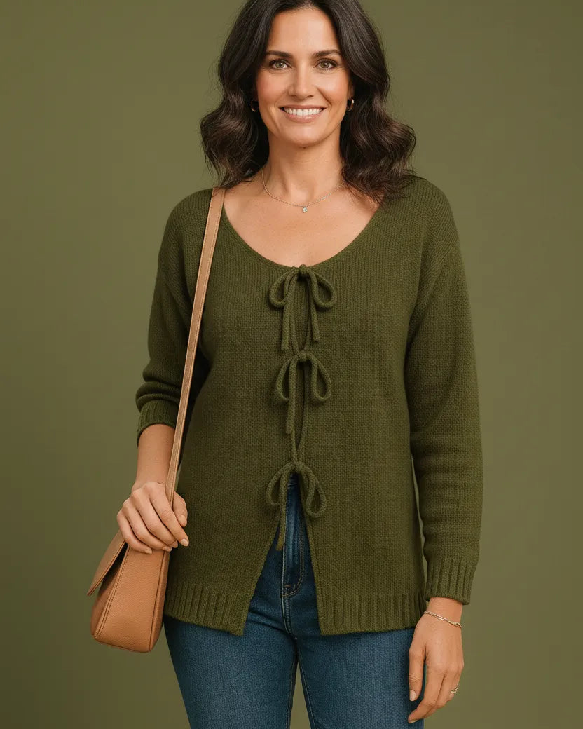 Gilet féminin chic italien, ornements nœuds, mode bohème élégante