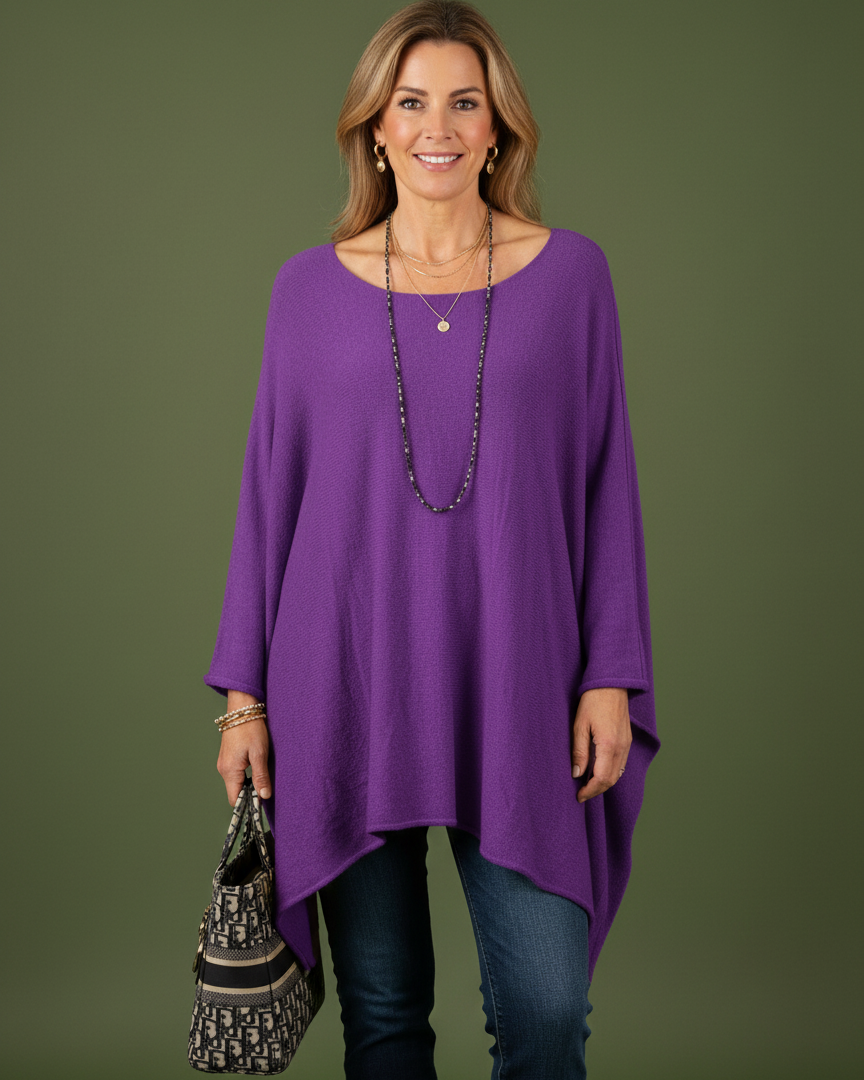 Poncho violet femme oversize confortable viscose nylon PBT
