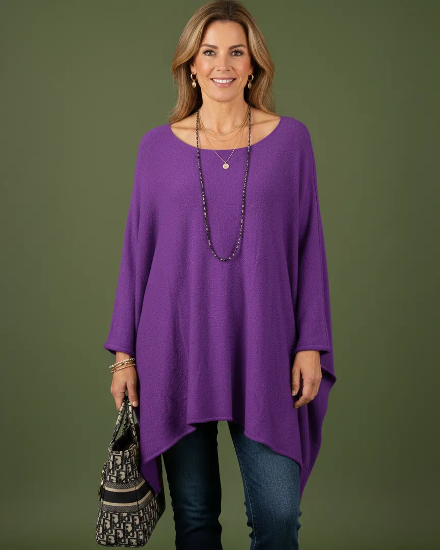 Poncho violet femme oversize confortable viscose nylon PBT