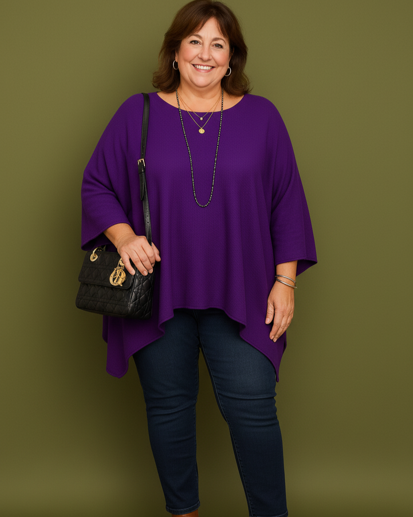 Poncho femme grande taille coupe ample poncho chic bohème