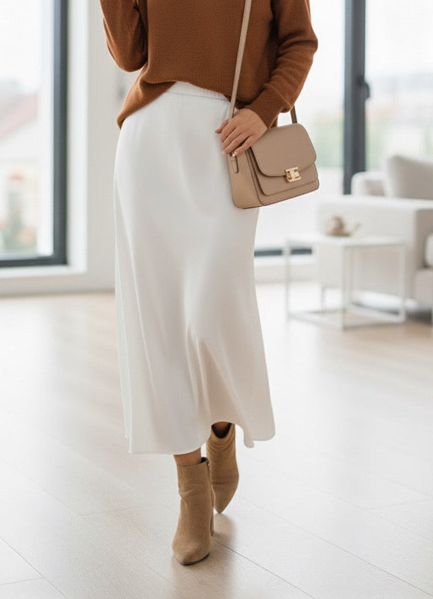 Jupe Satin “Silvia Satinata” – Taille Élastique & Tombé Fluide