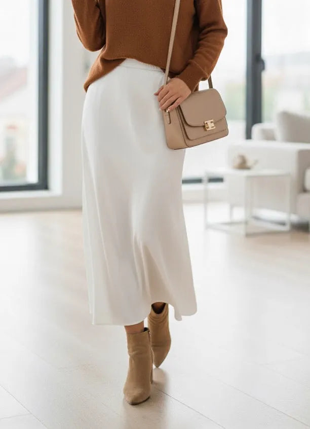 Jupe Satin “Silvia Satinata” – Taille Élastique & Tombé Fluide