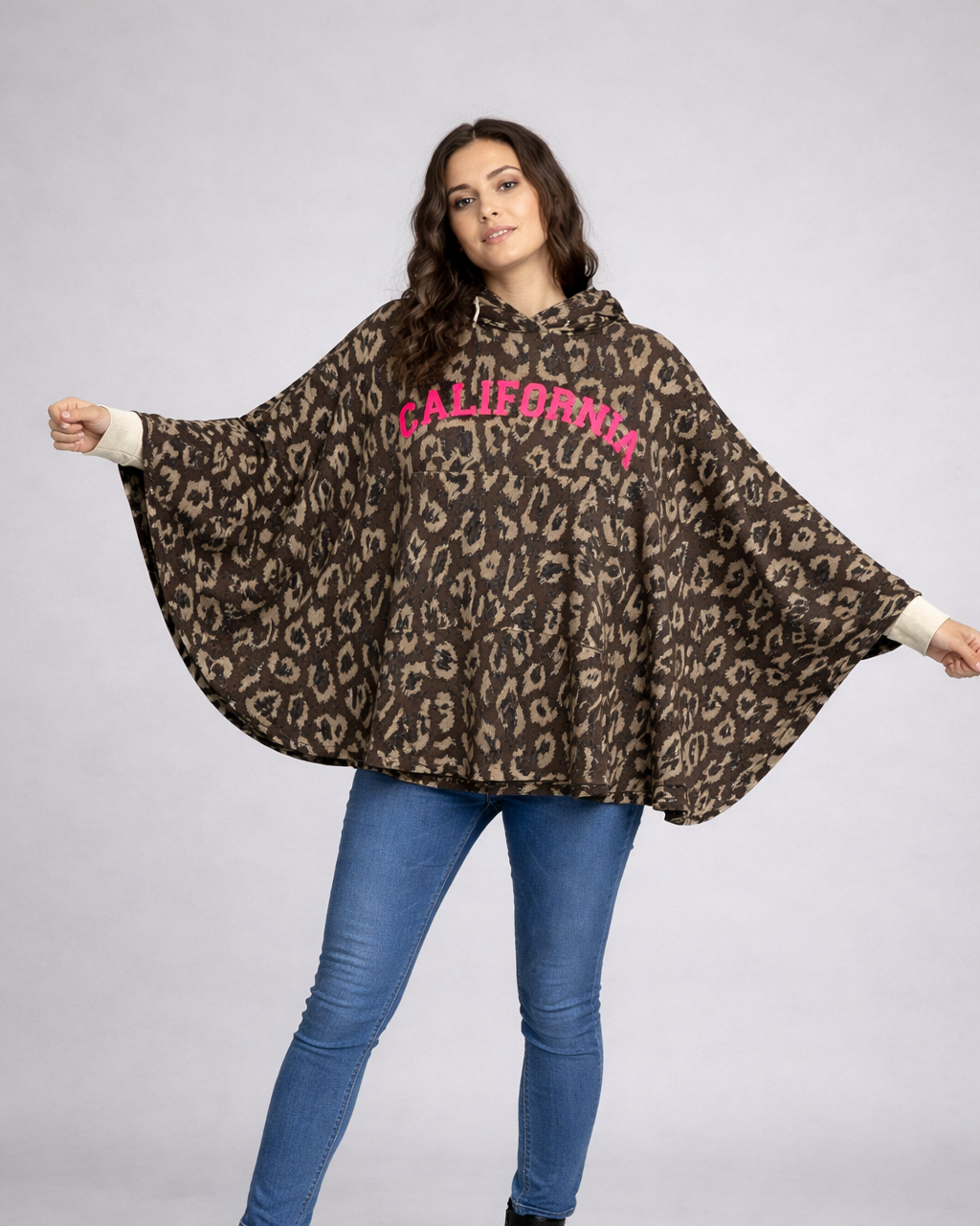 Sweat California manches chauve-souris couleur chocolat