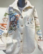 Veste Snoopy blanc cassé pilou doux chaude confortable made in Italy