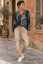 Pull avec motif chat vue porté 