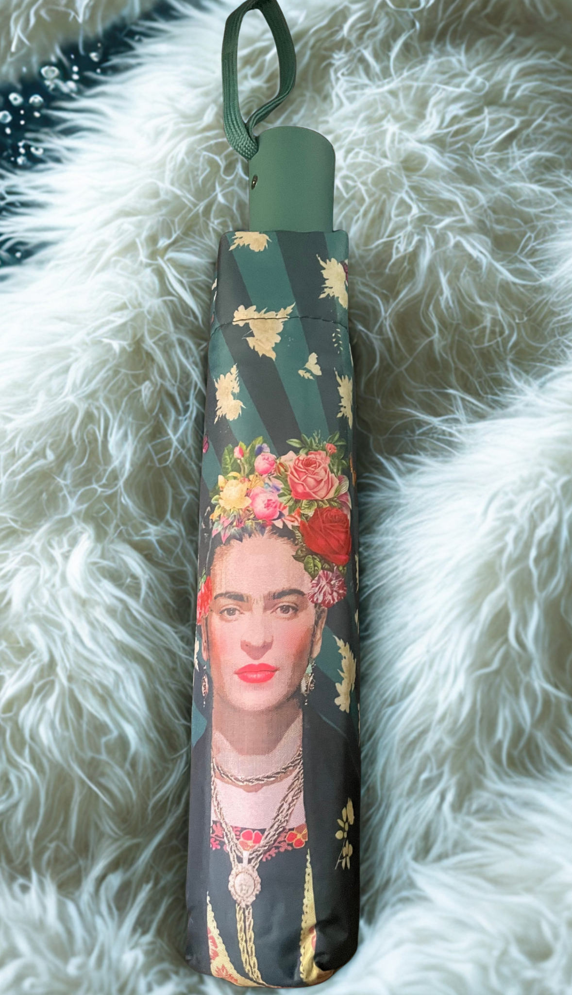 Parapluie pliant 31 cm avec impression Frida Kahlo, design Italie, fabrication Madrid