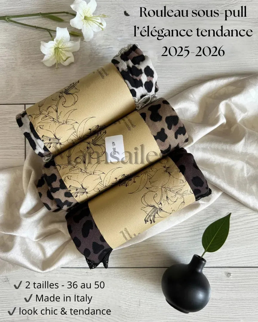 Haut léopard plié en rouleau made in  italy