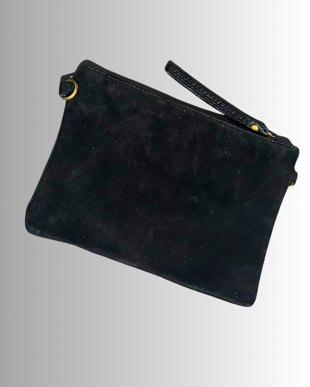 Sac cuir noir avec étoile léopard au centre – pochette chic femme Italie vue de dos 