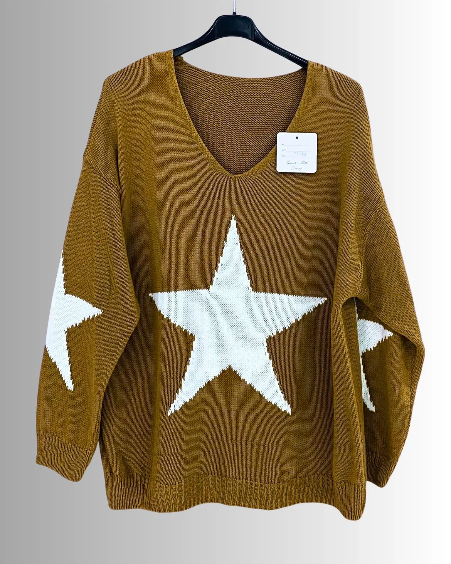 Pull maille doux femme à étoiles, coupe fluide et confortable, tendance hiver