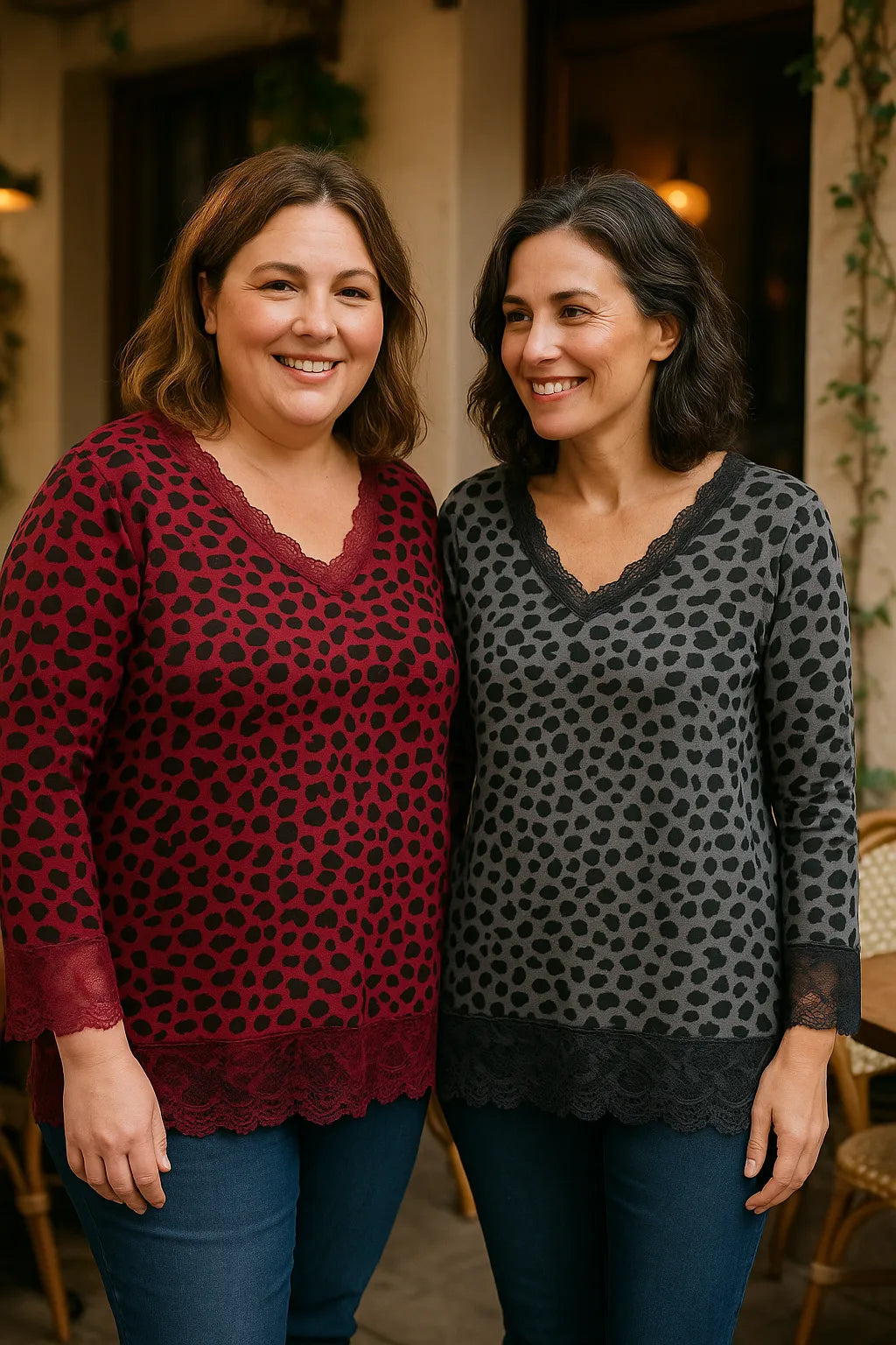 Haut "Rouleaux Dentelle" imprimé léopard — Élégance sauvage