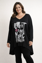 Tunique Light and Magic grande taille 42-56 coton élasthanne confortable couleur noire