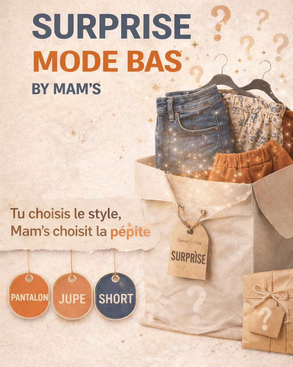 Bas Mystère femme Mam’s Ailes avec pantalon, jupe ou short surprise du 36 au 50