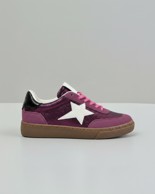 Baskets femme pailletées Findlay avec lacets roses et semelle antidérapante