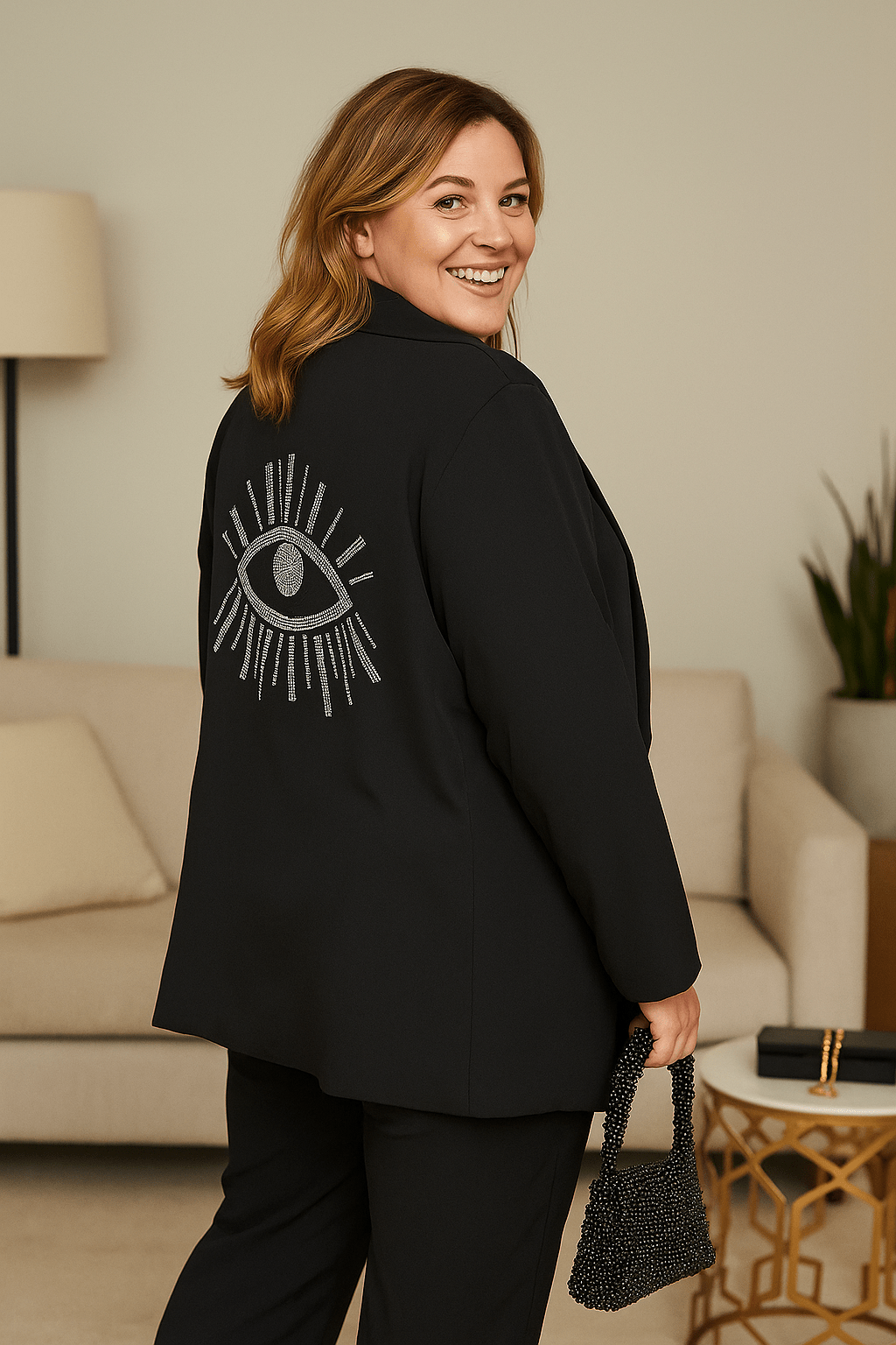 Blazer Œil Strass – L’élégance protectrice - Mam’s Ailes